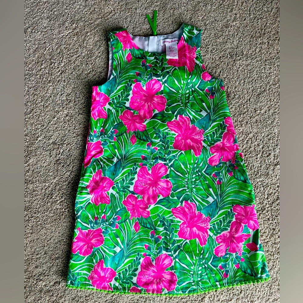 🌸🌴🌿TOMMY BAHAMA Girls Shift Dress Tropical Hibiscus Print Size 6 Pockets 🌸🌴🌿